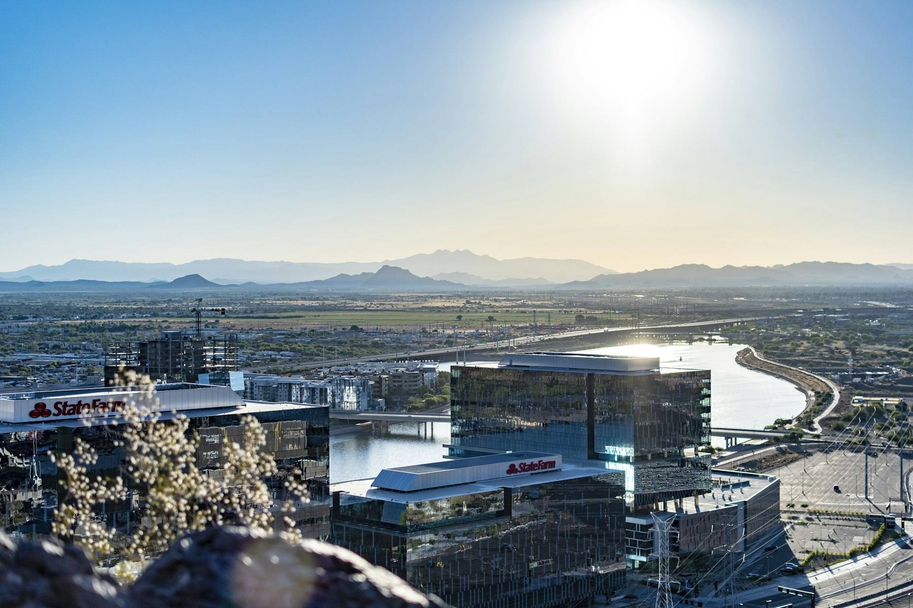 Tempe Town Lake and downtown Tempe seen from A Mountain