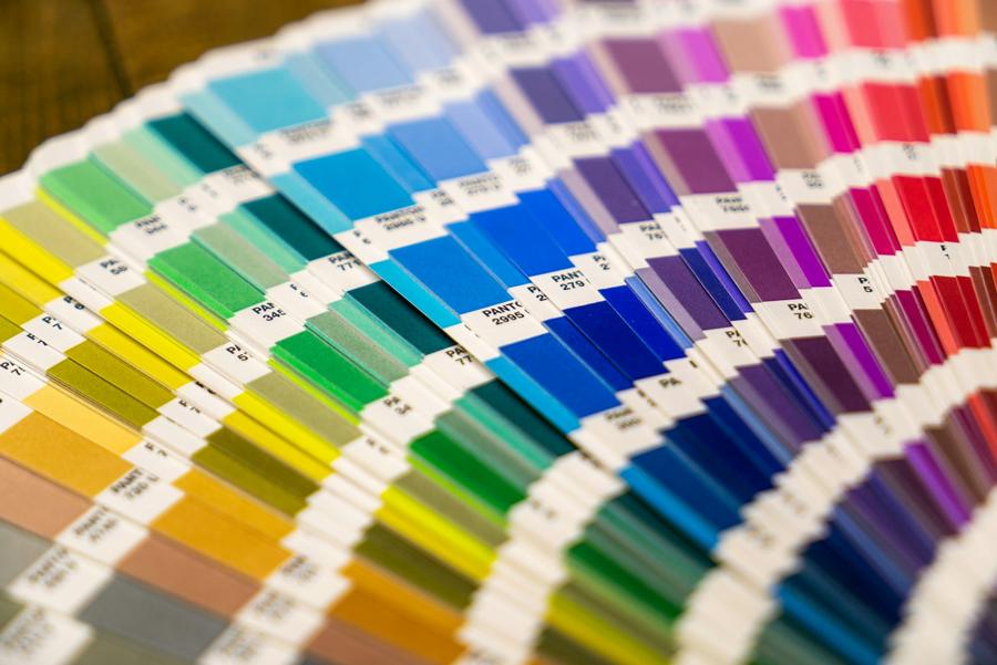 Pantone color fan used to match ink colors